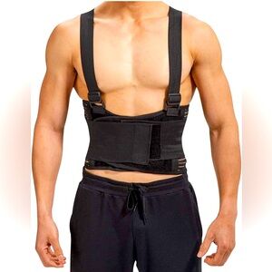 Back Support Industrial Lift Safely Safety Work Brace Size Medium w/ Bars Straps